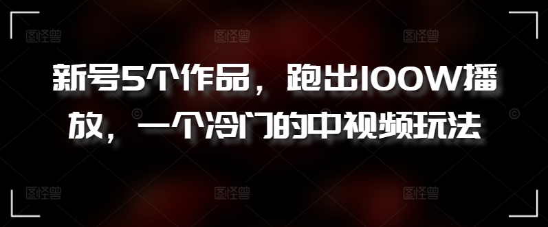 新号5个作品，跑出100W播放，一个冷门的中视频玩法-AI网创