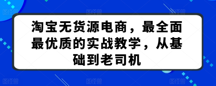 淘宝无货源电商，最全面最优质的实战教学，从基础到老司机-AI网创
