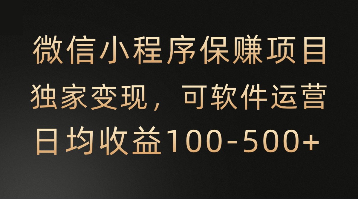 微信小程序，腾讯保赚项目，可软件自动运营，日均100-500+收益有保障-AI网创