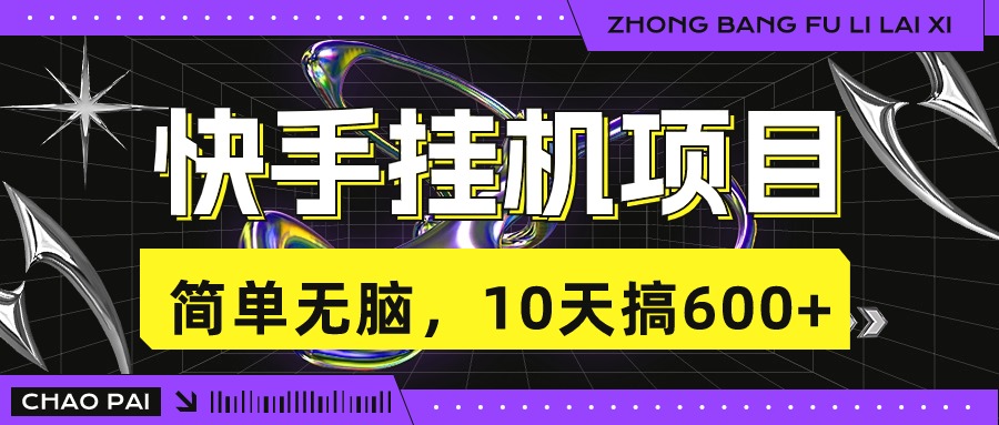 快手挂机项目，10天搞600+，无脑操作！-AI网创
