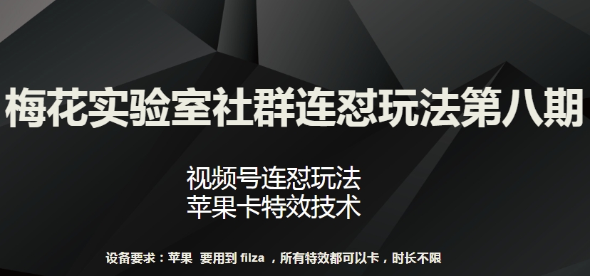 梅花实验室社群连怼玩法第八期，视频号连怼玩法 苹果卡特效技术-AI网创