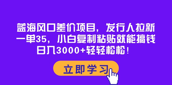 （10272期）蓝海风口差价项目，发行人拉新，一单35，小白复制粘贴就能搞钱！日入30…-AI网创
