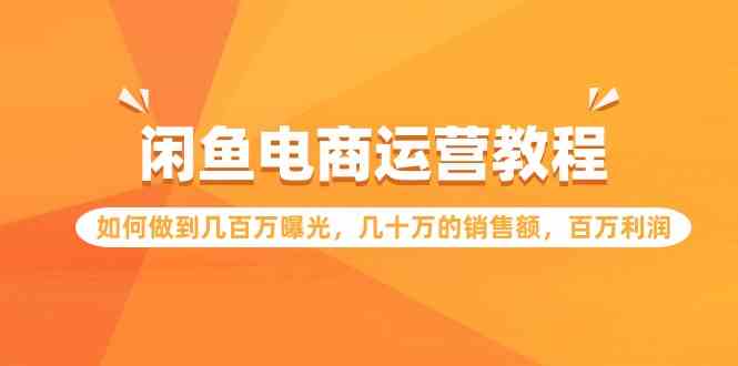 （9560期）闲鱼电商运营教程：如何做到几百万曝光，几十万的销售额，百万利润-AI网创