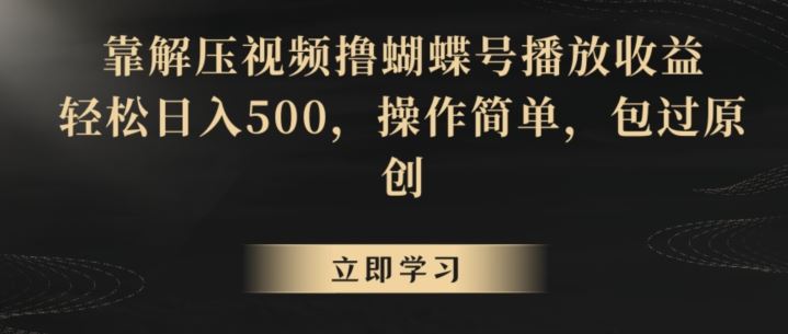 靠解压视频撸蝴蝶号播放收益，轻松日入500，操作简单，包过原创【揭秘】-AI网创