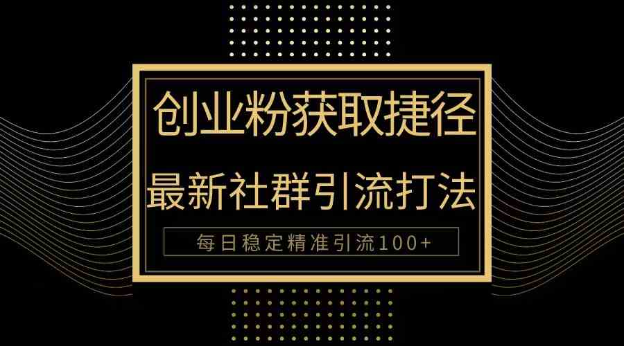 （10040期）创业粉捷径！最新被动引流方法大揭秘，实现每日100+精准引流-AI网创