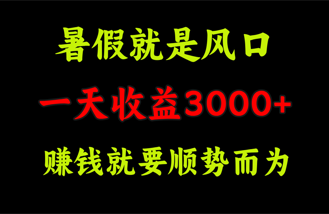 一天收益3000+ 赚钱就是顺势而为，暑假就是风口-AI网创