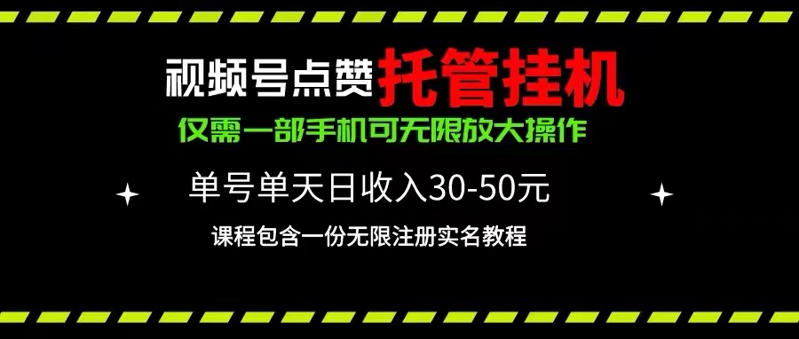 （10644期）视频号点赞托管挂机，单号单天利润30~50，一部手机无限放大（附带无限…-AI网创