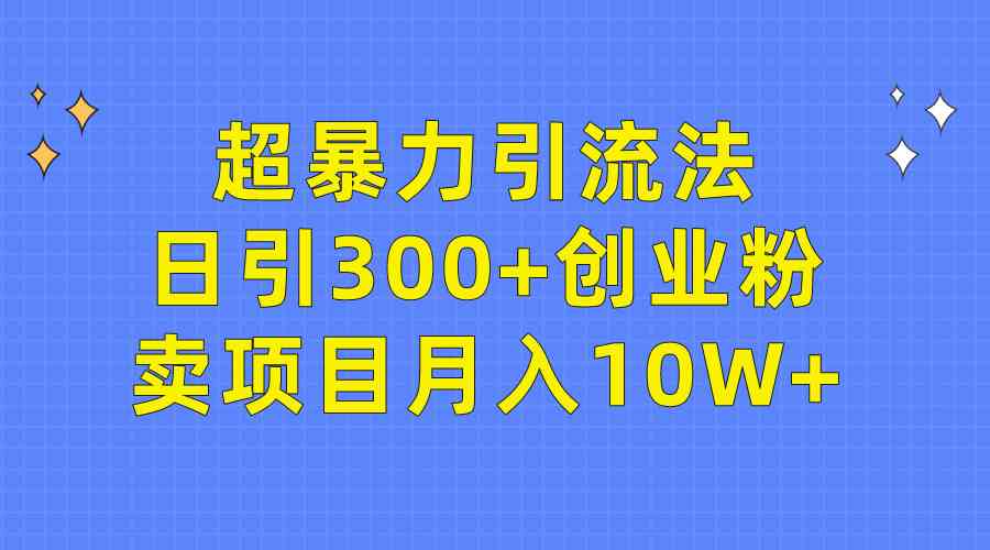 （9954期）超暴力引流法，日引300+创业粉，卖项目月入10W+-AI网创