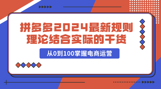 拼多多2024最新规则理论结合实际的干货，从0到100掌握电商运营-AI网创