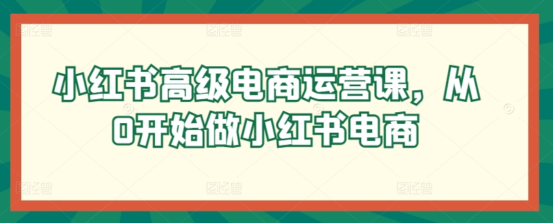 小红书高级电商运营课，从0开始做小红书电商-AI网创