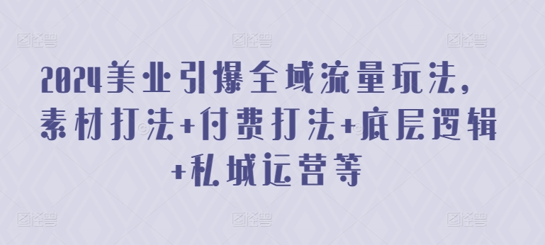 2024美业引爆全域流量玩法，素材打法 付费打法 底层逻辑 私城运营等-AI网创