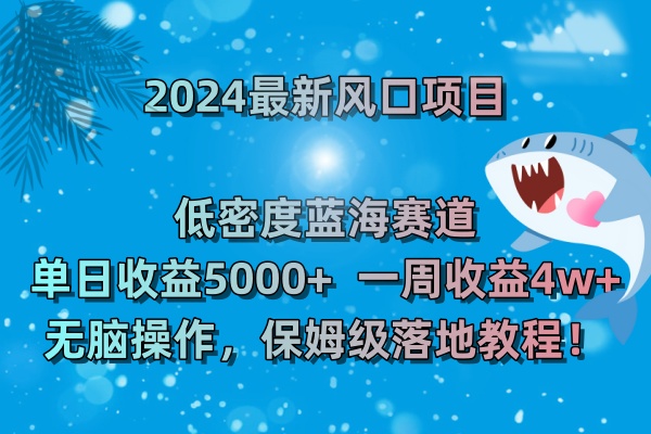 2024最新风口项目 低密度蓝海赛道，日收益5000+周收益4w+ 无脑操作-AI网创