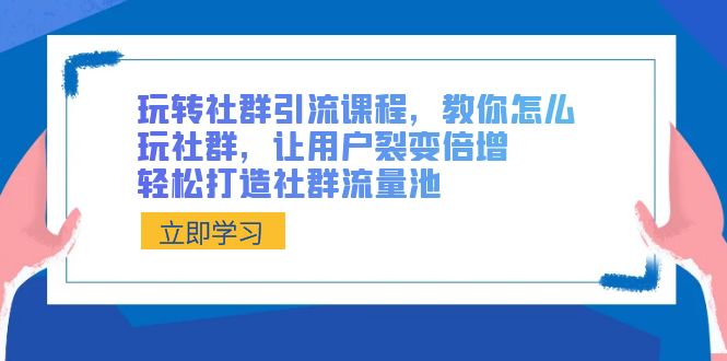 玩转社群 引流课程，教你怎么玩社群，让用户裂变倍增，轻松打造社群流量池-AI网创