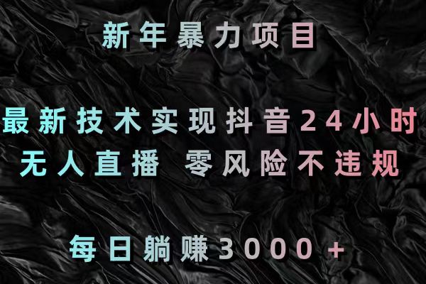 新年暴力项目，最新技术实现抖音24小时无人直播 零风险不违规 每日躺赚3000-AI网创