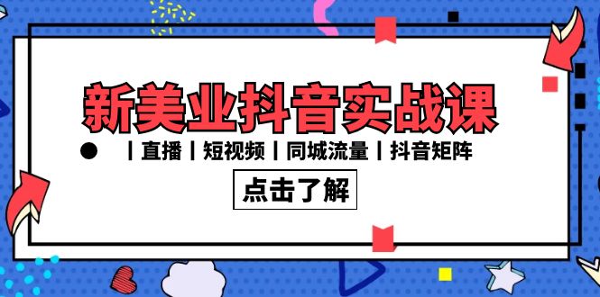 新美业抖音实战课丨直播丨短视频丨同城流量丨抖音矩阵（30节课）-AI网创