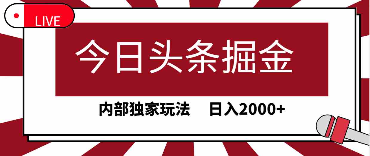 （9832期）今日头条掘金，30秒一篇文章，内部独家玩法，日入2000+-AI网创