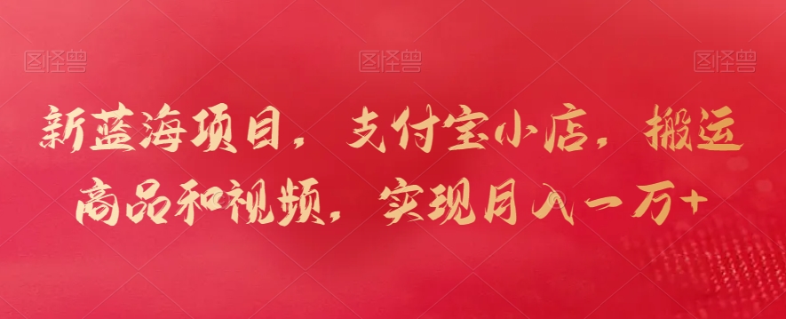 新蓝海项目，支付宝小店，搬运商品和视频，实现月入一万+-AI网创