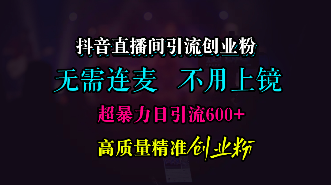 抖音直播间引流创业粉，无需连麦、无需上镜，超暴力日引流600+高质量精准创业粉-AI网创