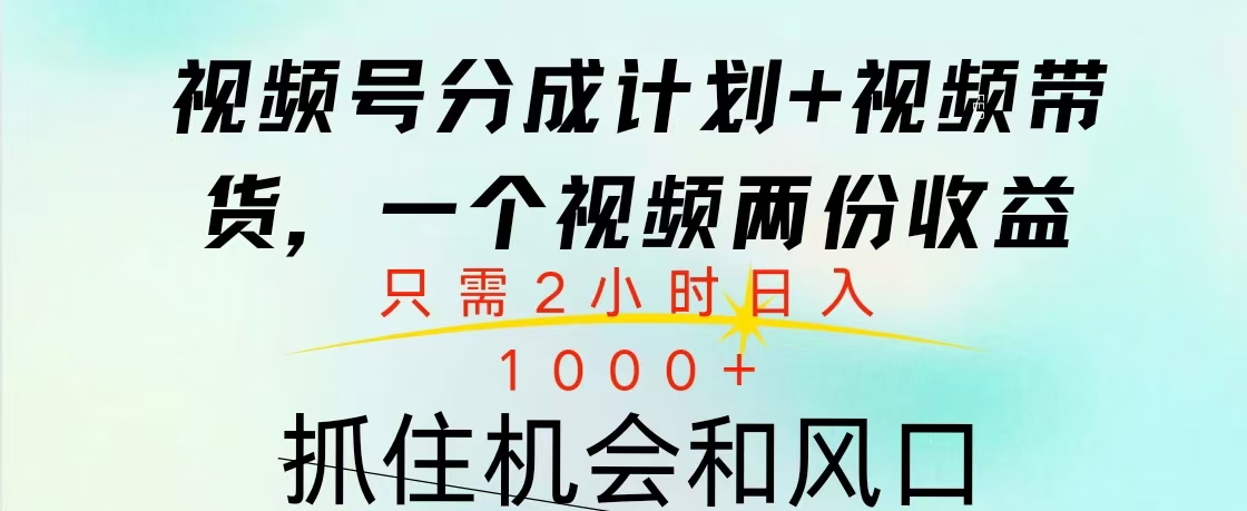 视频号橱窗带货， 10分钟一个视频， 2份收益，日入1000+-AI网创