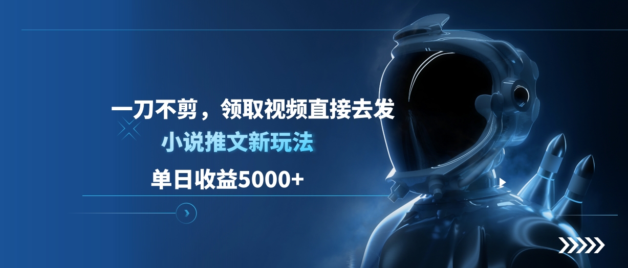 单日收益5000+，小说推文新玩法，一刀不剪，领取视频直接去发-AI网创