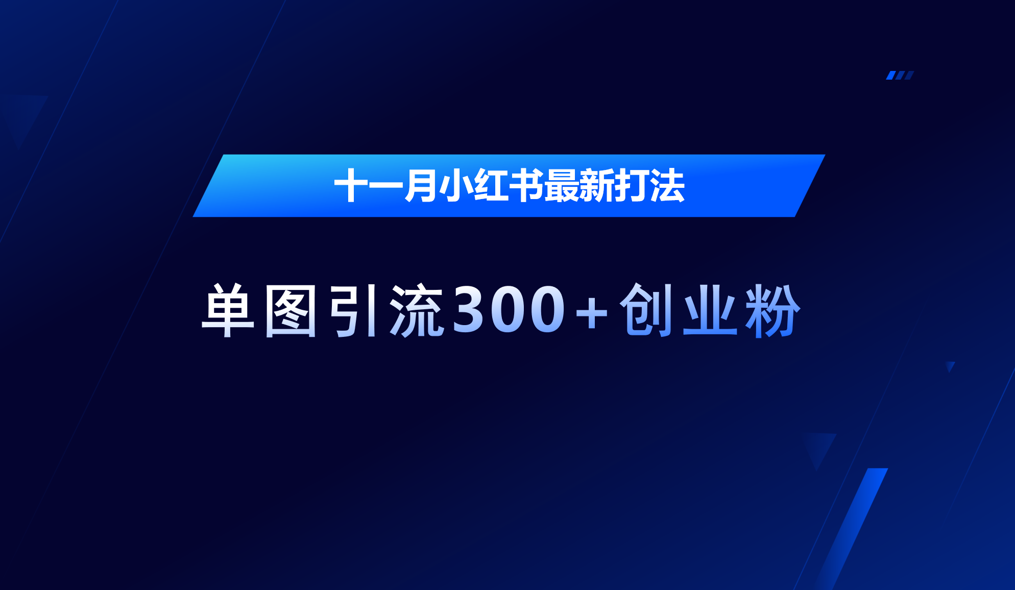 十一月，小红书最新打法，单图引流300+创业粉-AI网创