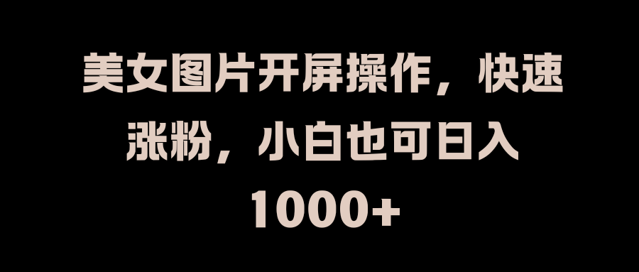 美女图片开屏操作，快速涨粉，小白也可日入1000+-AI网创