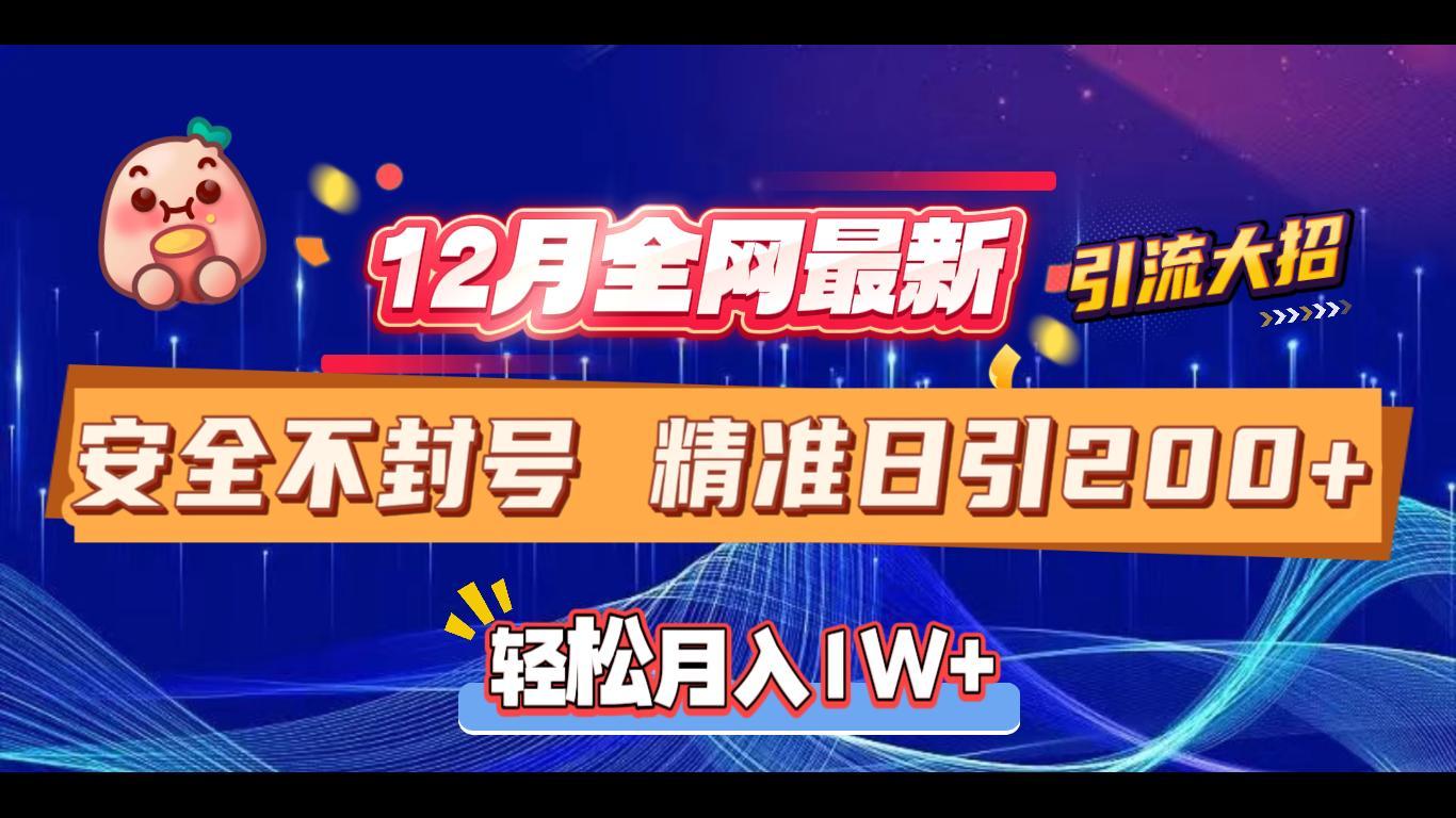 12月全网最新引流大招 安全不封号 日引精准粉200+-AI网创