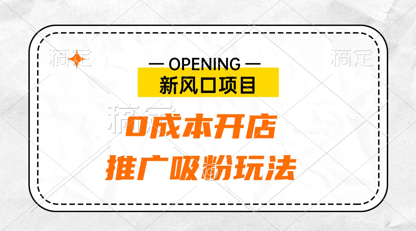 新风口项目、0成本开店、推广吸粉玩法-AI网创
