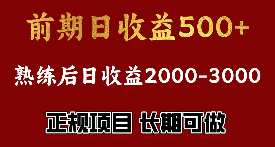 前期日收益500，熟悉后日收益2000左右，正规项目，长期能做，兼职全职都行-AI网创