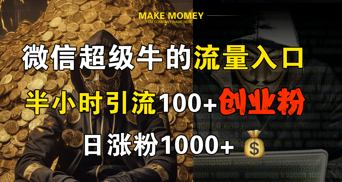 微信超级牛的流量入口，半小时引流100+创业粉，日涨粉1000+-AI网创