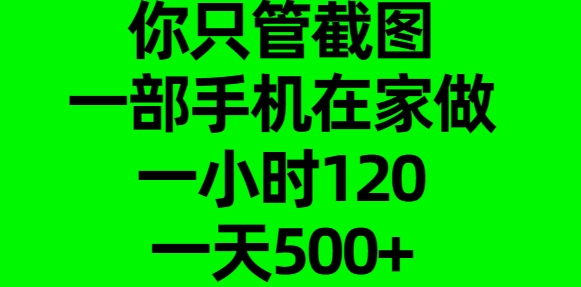你只管截图，一部手机在家做，一小时120，一天500+-AI网创
