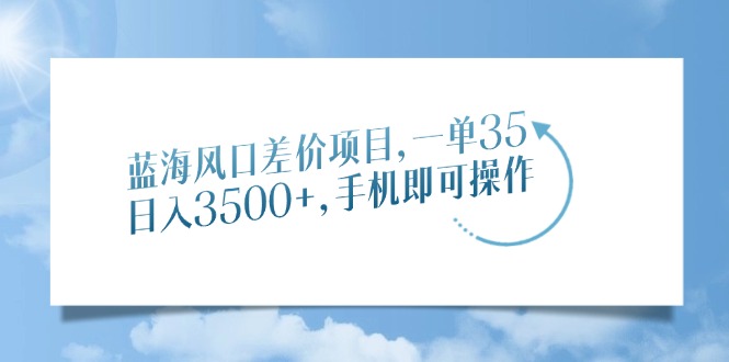 蓝海风口差价项目，一单35，日入3500+，手机即可操作-AI网创