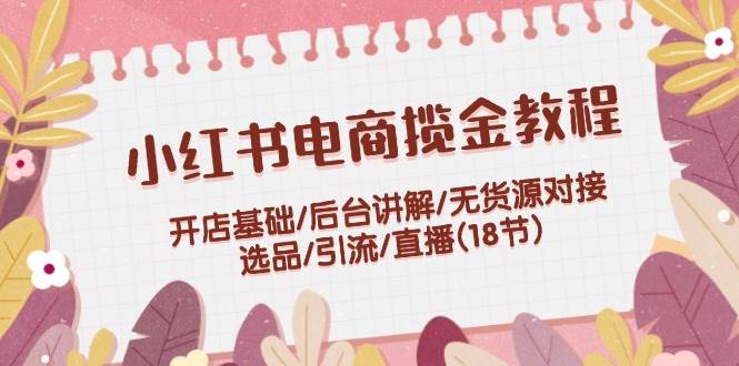 小红书电商揽金教程：开店基础/后台讲解/无货源对接/选品/引流/直播(18节)-AI网创