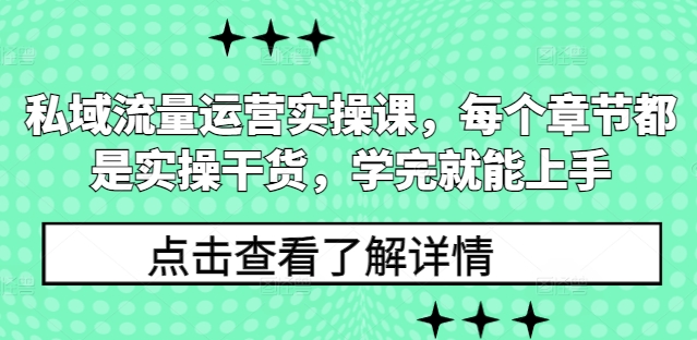 私域流量运营实操课，每个章节都是实操干货，学完就能上手-AI网创