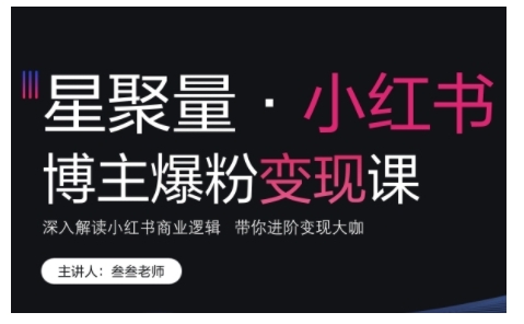 小红书博主爆粉变现课，深入解读小红书商业逻辑，带你进阶变现大咖-AI网创