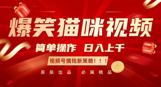 爆笑猫咪视频：简单操作，日入过K，视频号搞钱新策略【揭秘】-AI网创