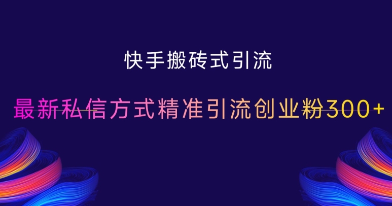 快手搬砖式引流，最新私信方式精准引流创业粉300+-AI网创