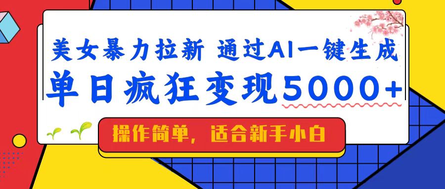 美女暴力拉新，通过AI一键生成，单日疯狂变现5000+，纯小白一学就会！-AI网创