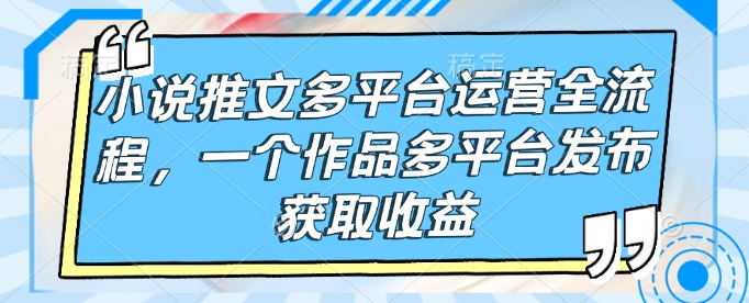 小说推文多平台运营全流程，一个作品多平台发布获取收益-AI网创