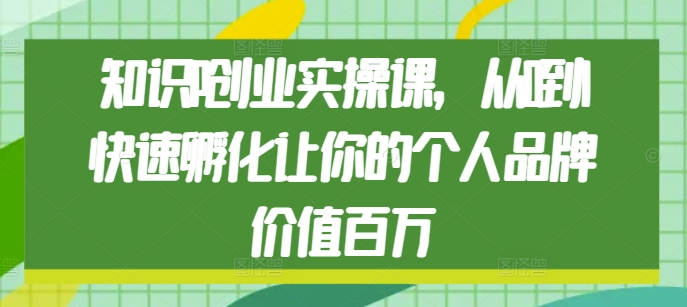 知识IP创业实操课，从0到1快速孵化让你的个人品牌价值百万-AI网创