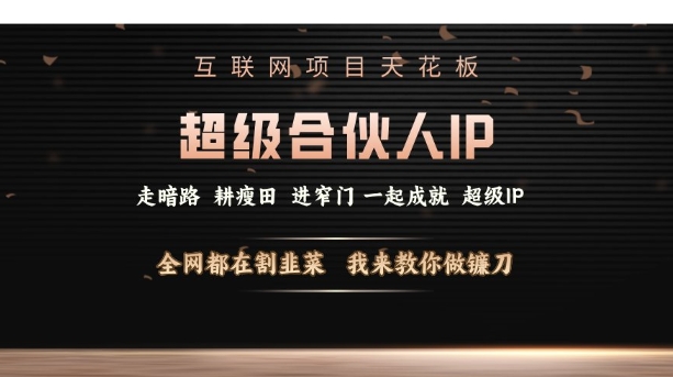 互联网项目天花板，超级合伙人IP，全网都在割韭菜，我来教你做镰刀【仅揭秘】-AI网创