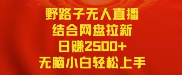 野路子无人直播结合网盘拉新，日赚2500+，小白无脑轻松上手【揭秘】-AI网创