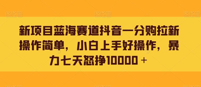 新项目蓝海赛道抖音一分购拉新操作简单，小白上手好操作，暴力七天怒挣10000＋-AI网创