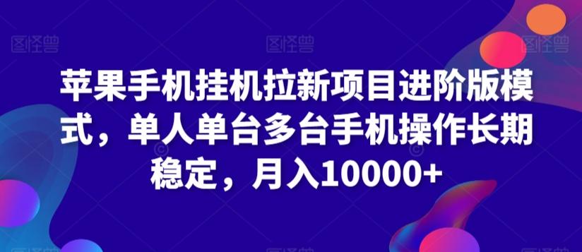 苹果手机挂机拉新项目进阶版模式，单人单台多台手机操作长期稳定，月入10000+【揭秘】-AI网创