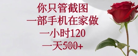 你只管截图，一部手机在家做，一小时120.一天5张【揭秘】-AI网创