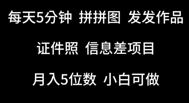 每天5分钟，拼拼图发发作品，证件照信息差项目，小白可做【揭秘】-AI网创