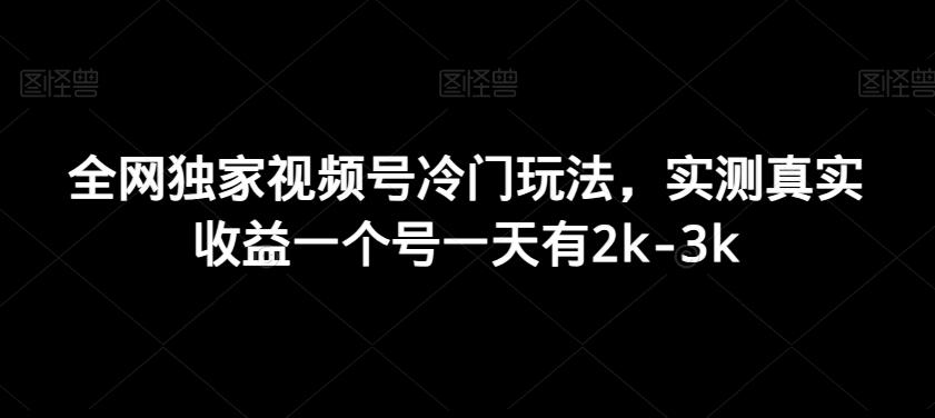 全网独家视频号冷门玩法，实测真实收益一个号一天有2k-3k-AI网创