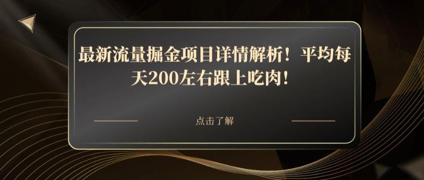 最新流量掘金项目详情解析！平均每天200左右跟上吃肉！-AI网创