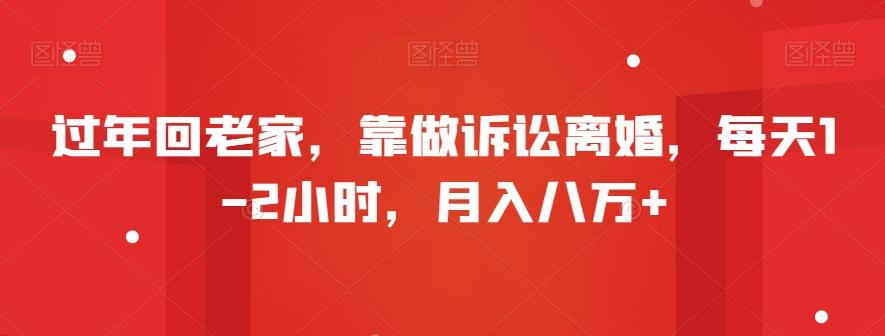 过年回老家，靠做诉讼离婚，每天1-2小时，月入八万+-AI网创