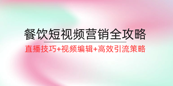 餐饮短视频营销全攻略：直播技巧+视频编辑+高效引流策略-AI网创